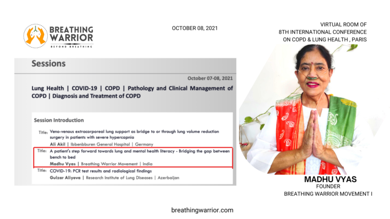 Madhu Vyas & Swati Presented patient’s perspective in International Conference on COPD & Lung Health